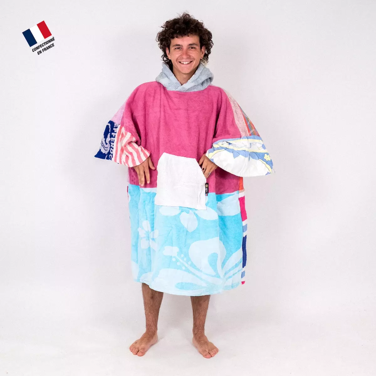 Poncho upcyclé Ocean Pop Mellow Sea