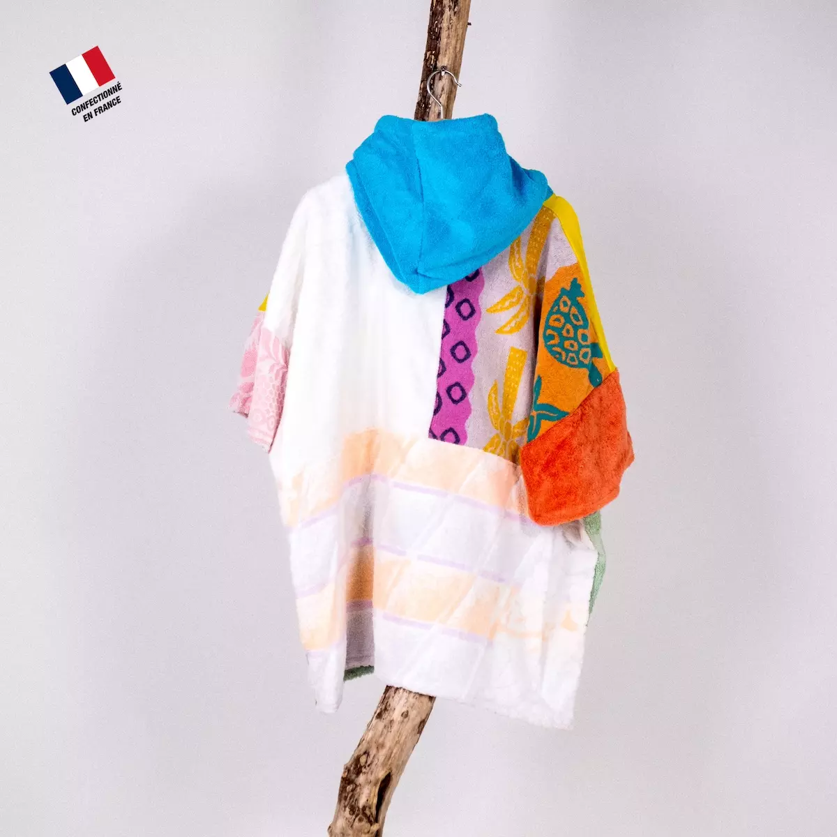 Poncho upcyclé junior Match Point Mellow Sea