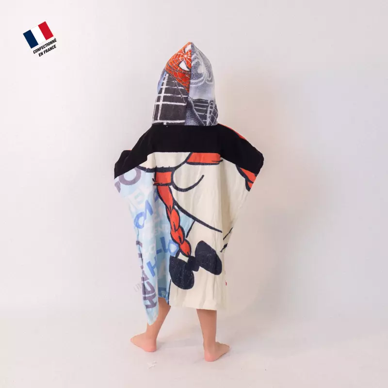 Poncho upcyclé enfant Spider Obelix Mellow Sea